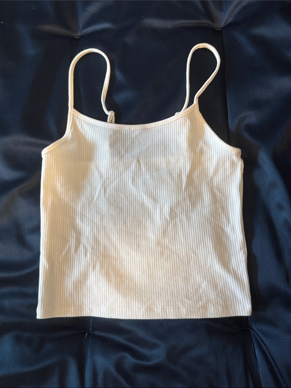 American Eagle Outfitters Cream Ribbed Spaghetti-Strap Cami
